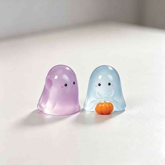 Resin Ghost Ornament Glow-in-the-dark Halloween Figurine, Mini Statue for Micro Luminous Figurine Landscape, Home Office Desk
