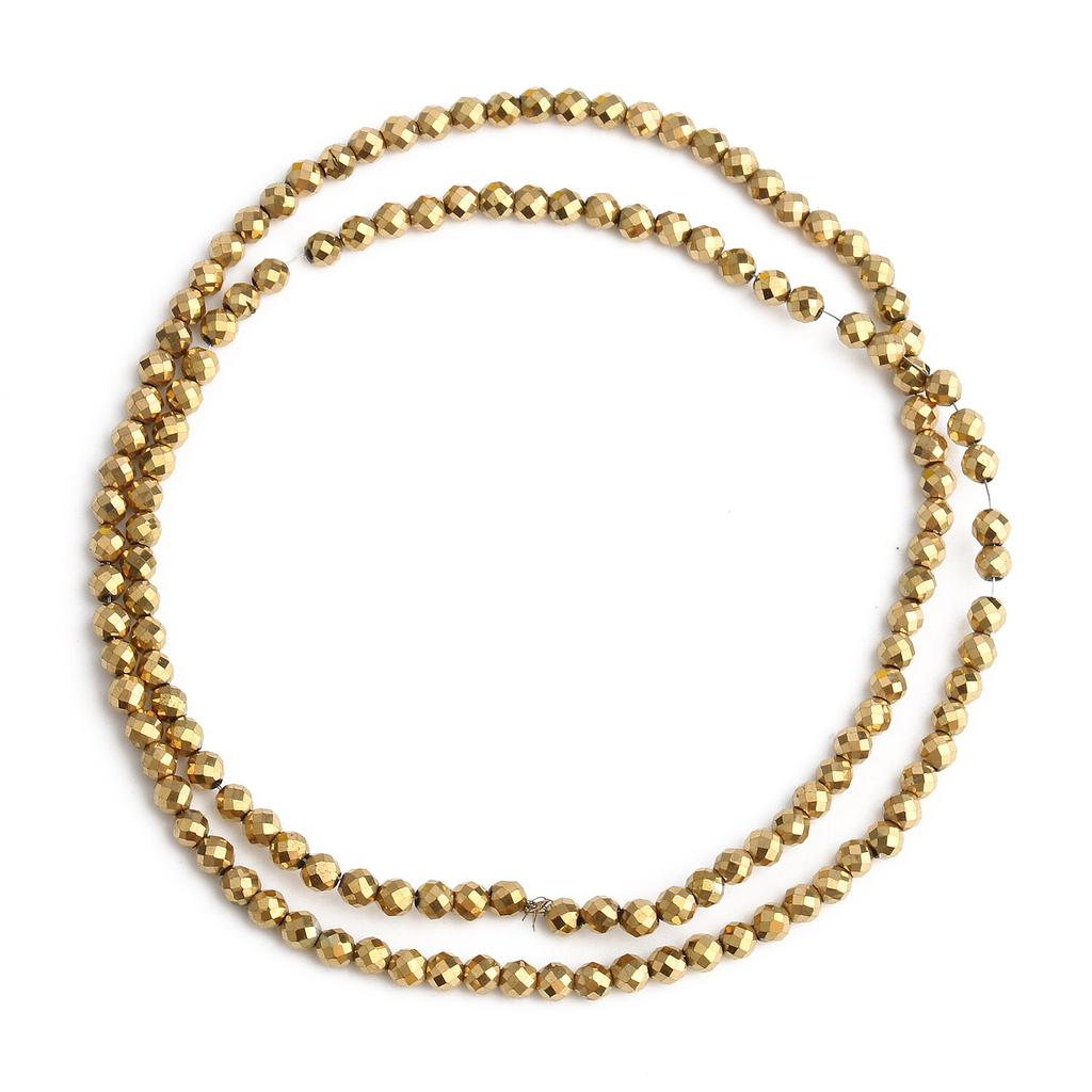 Farbbeständigkeit, vergoldet, natürliche Hämatit-Perlen, facettiert, rund, lose Rondelle-Perlen für Schmuckherstellung, DIY-Armband, 2/3/4 mm