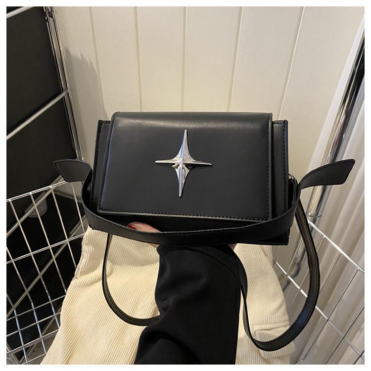 Urban Minimalist Style Pu Small Square Bag With Stitching Trend Elements Nylon Interior чёрный