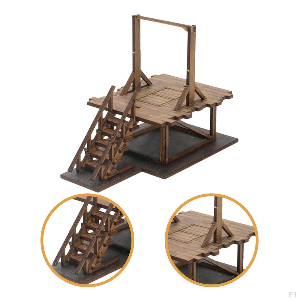 1/72 Gallows Building Model Kit 3D Wooden Puzzles for Adults, Wood, 1:72 Scale, DIY Diorama