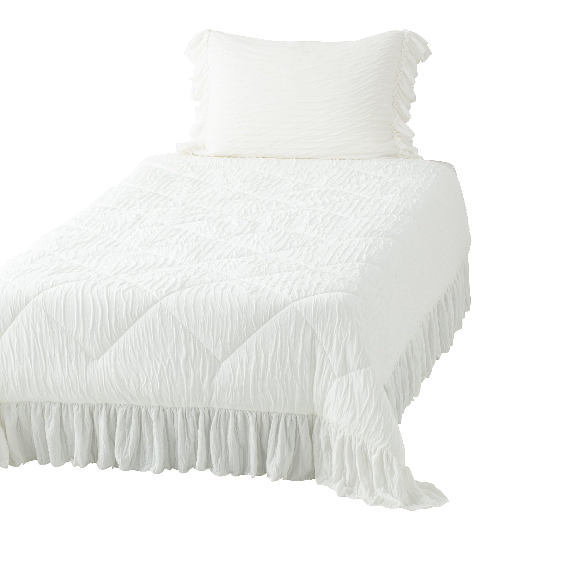 

Franc franc Fluffy Ruffle Quilt, Single, White