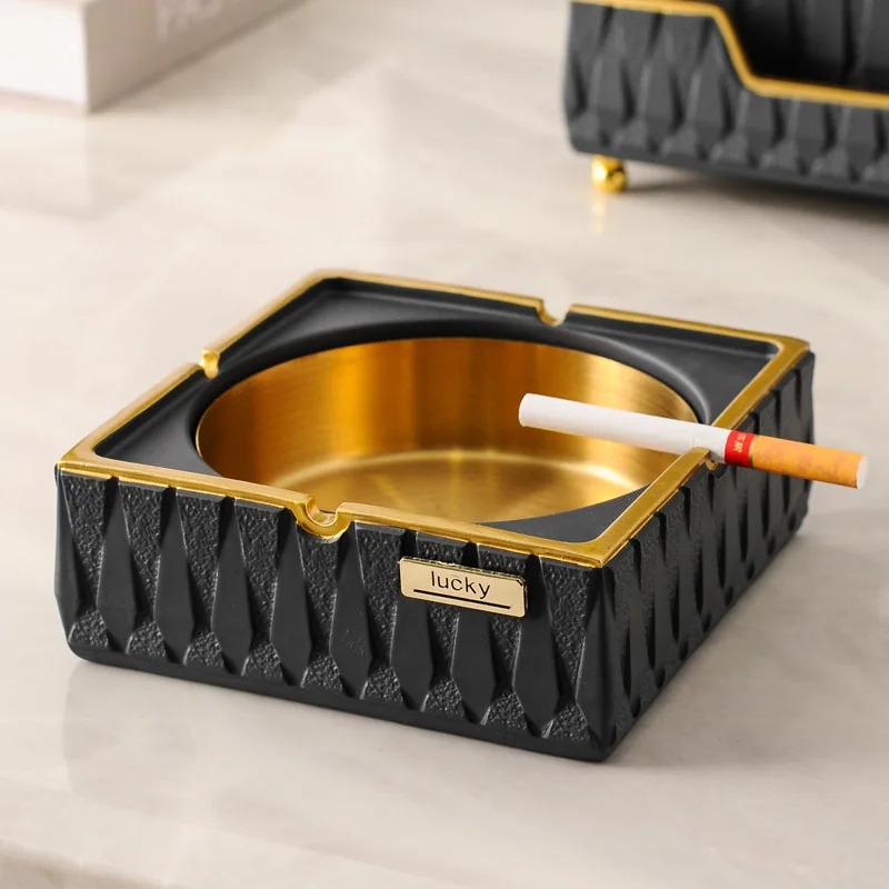 Household simple living room light luxury creative office fly ash ashtray tissue box desktop decoration storage accessories