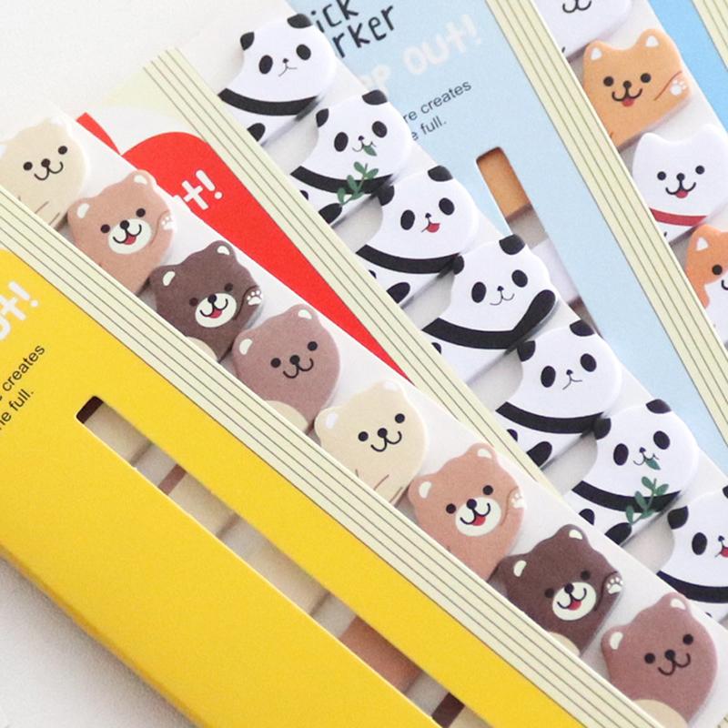1 Piece Kawaii Stationery Cartoon Animals Marker Memo Pad Bookmark Flags Index Tab Sticky Notes Label Paper Stickers
