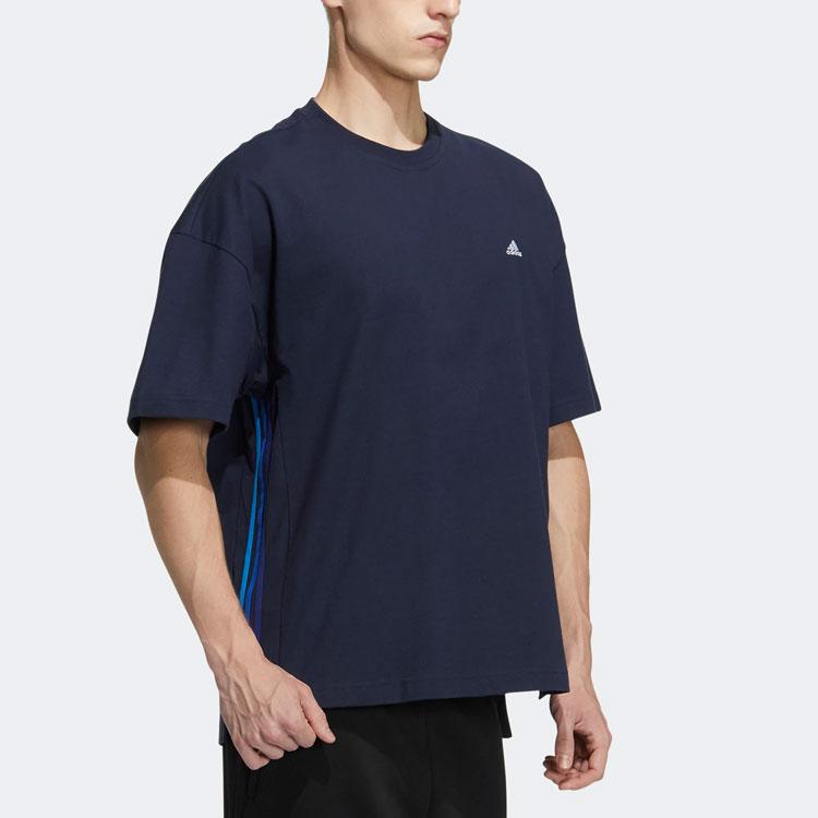 Adidas City Loose Short Sleeve T-Shirt With Solid Color Logo Men Tops Navy-Blue HC9973
