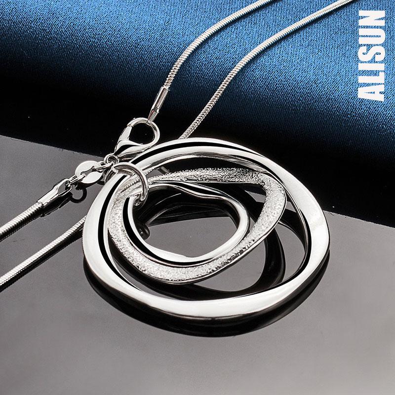 

Ожерелье с тремя кольцами из стерлингового серебра 925 пробы, модные свадебные украшения S-45CM