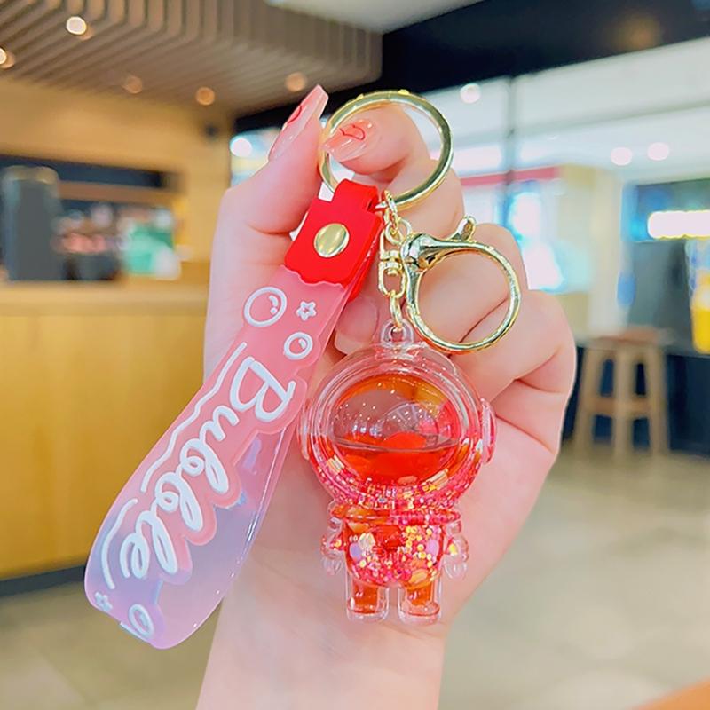Cartoon Jewelry Dolls Keychain With Sturdy Resin Oil Pendant and Liquid Glitters Bottle for Fashionable Women Ladies