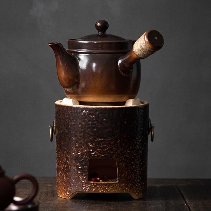 Handun Ceramic Pumpkin Teapot Set with Mini Carbon Stove