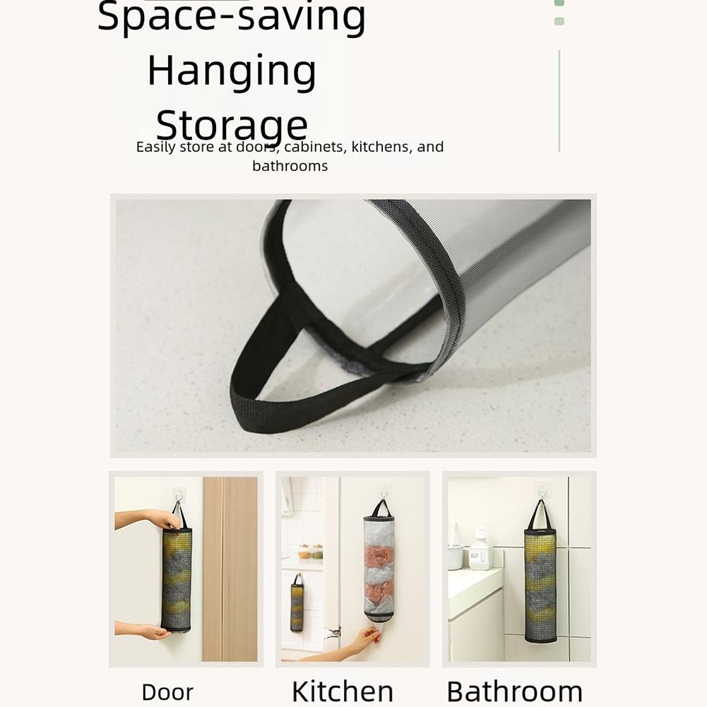 For Kitchen Garbage Bag Dispenser Mesh Storage Container Wall Mounted for Bathroom and Utility Room Organization