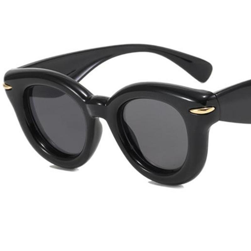 

Hip Hop Rice Nails Sun Glasses Simplity Anti-UV Spectacles Thick Frame Eyeglasses Google Personality Candy Color Sunglasses as picture чорний