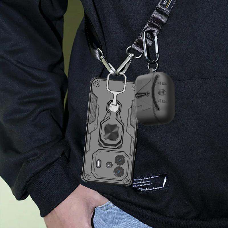 KEYSION Shockproof Armor Case for IQOO Z9 Turbo Soft Silicone+PC Upright Metal Ring Stand Phone Cover for IQOO Z9 Turbo+ Z9 5G