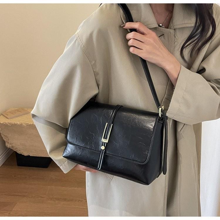 Ielgy Retro Commuter Work Simple High-Quality Tote One-Shoulder Messenger Large-Capacity Female Bag