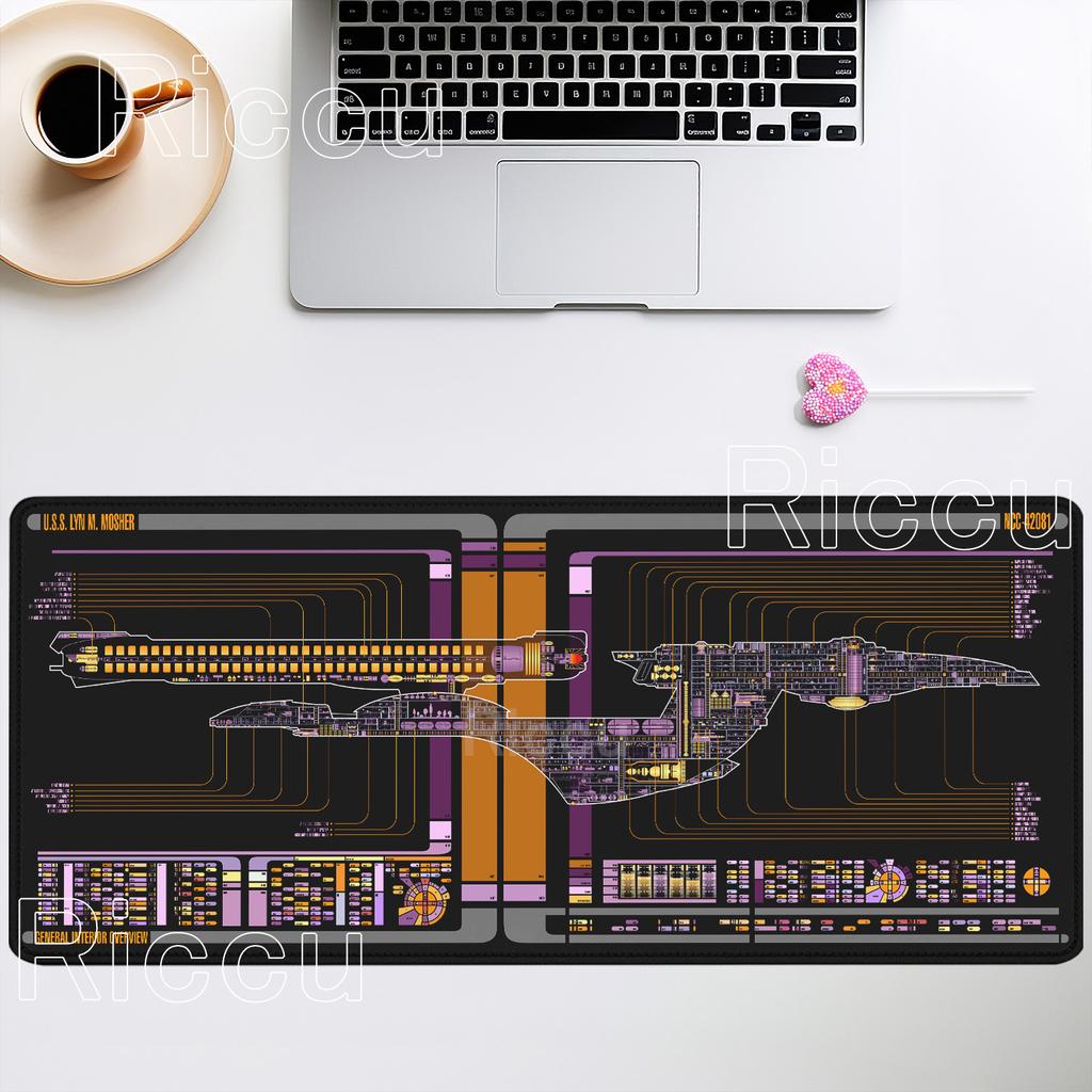 Gamer Mouse Pad Computer overlock Mousepad Office Accessories Keyboard Anime Starship Blueprint Extended Large Nonslip Desk Mat