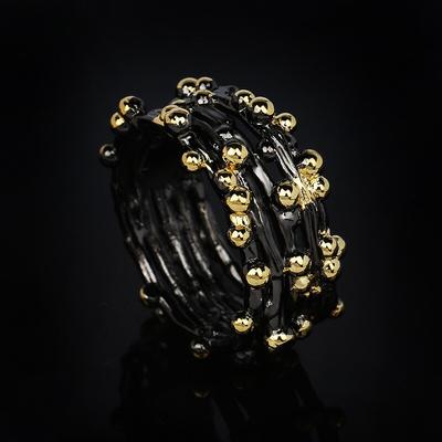 Unique Polka Dot Black Gold Ring Women's for Ring Ladies Multi-layer Fashion Set Ring Wedding Ring Birthday Gift
