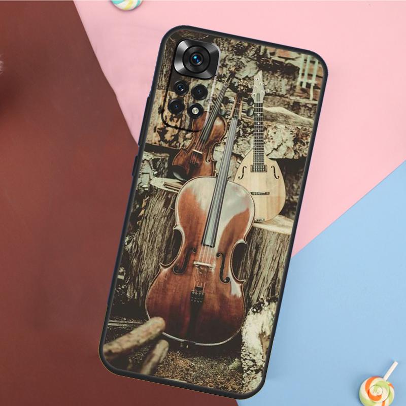 Cool Music Violin Cover For Xiaomi Redmi Note 13 Pro 14 12 11 9 10 9S 10S 11S 12S Redmi 10C 12C 13C 14C Case