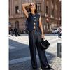 Navigare Women's Old Money Style Wide-Leg Casual Pants