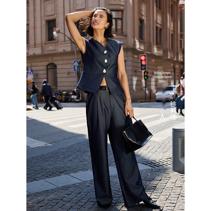 Navigare Women's Old Money Style Wide-Leg Casual Pants