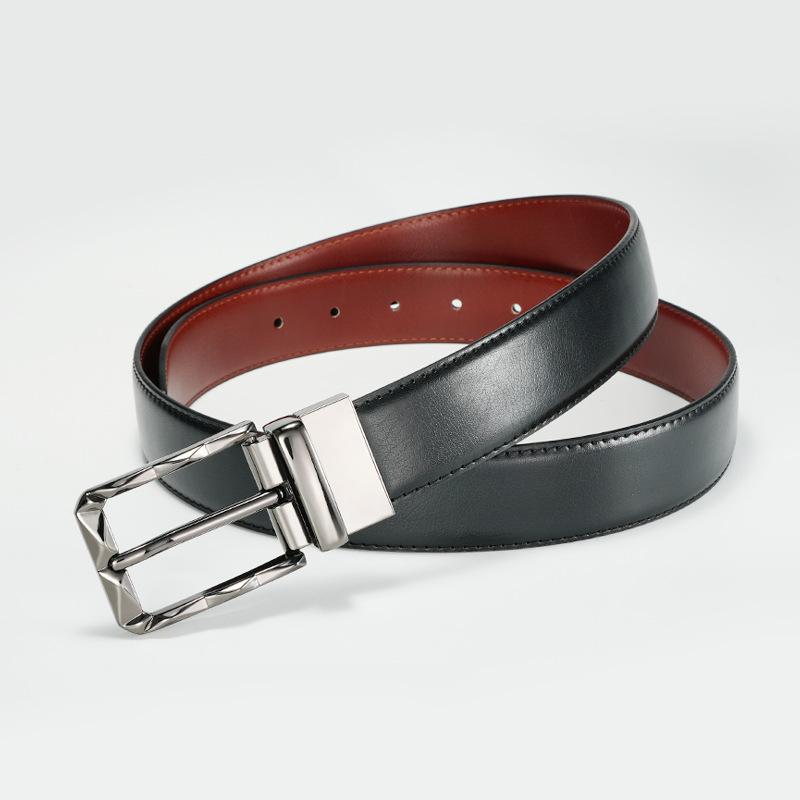 Double-Sided Use Men'S Belt Rotatable Pin Buckle Cowhide Belt Young People Versatile Belt Men'S