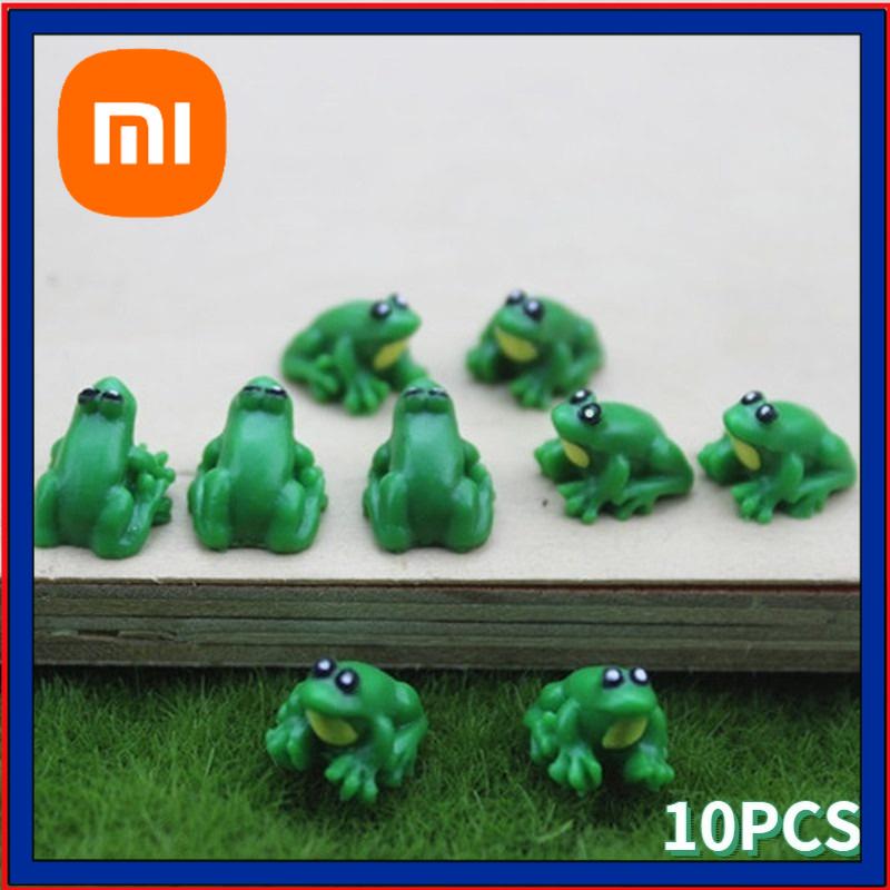 Xiaomi 10Pcs Resin Miniature Mini Tiny Green Frog Figurines Dollhouse Decor Scenes