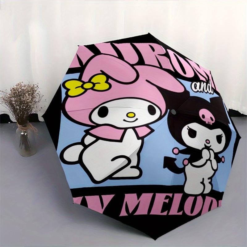 Kuromi and My Melody Sanrio Automatic Open/CloseCartoon Umbrella-CuteUmbrella with Cute Design, Portable 3-Fold Compact Umbrella for Men & Women, Vale