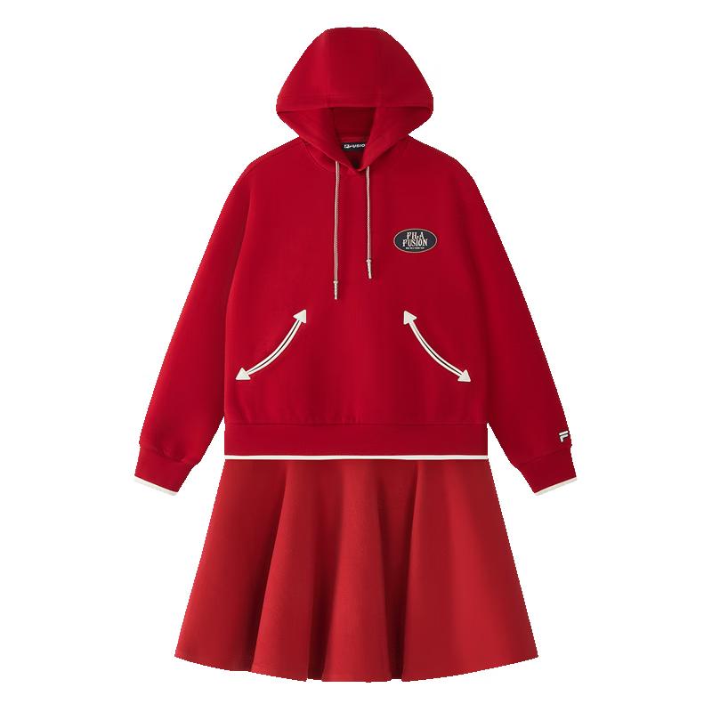 FILA FUSION Women s Hooded Sweatshirt & Skirt Two-Piece Set L