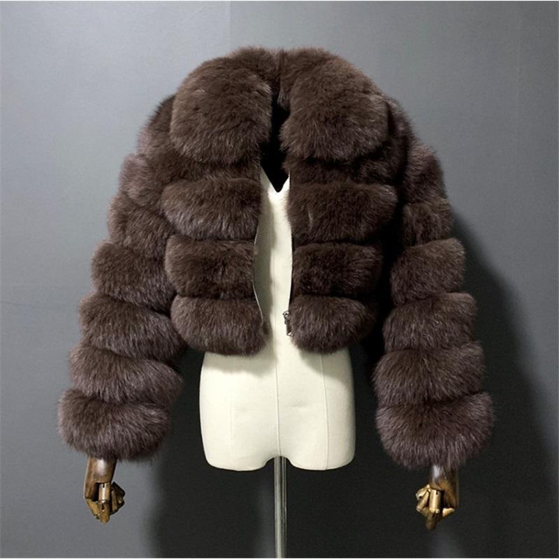 Women`s Faux Fox Fur Cropped Jacket