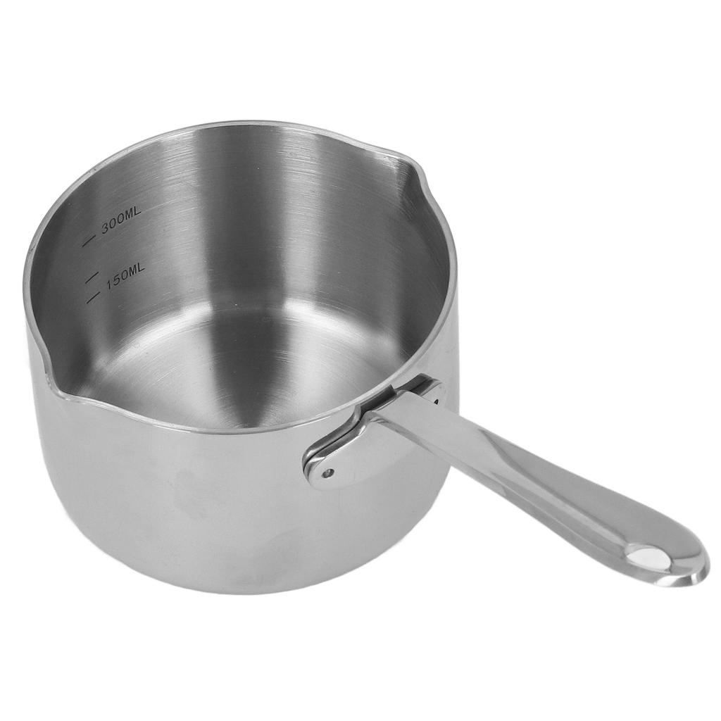 Stainless Steel Hot Milk Pot Chocolate Boiled Sugar Cheese Butter Melting Pot with Dual Pour Spouts