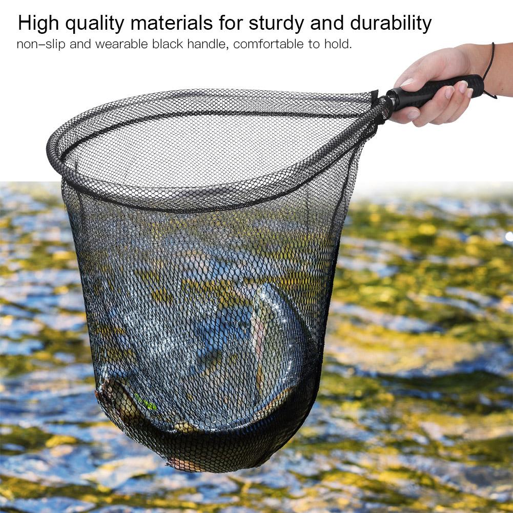 Fly Fishing Landing Net, Fishing Net Trout Net Plastic Fishing Net Aluminum Alloy with Black Non-Slip Handle Perfect Tool for Fishing Lovers