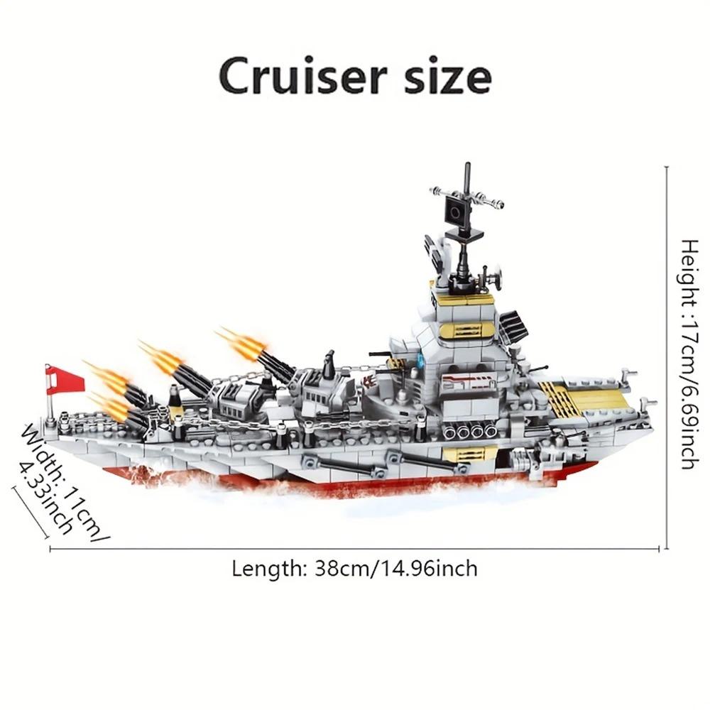 Kit de construction de combinaison militaire 1068 pièces, ensemble de blocs de construction de navire de croisière tout-en-un avec cadeaux de navire de guerre pour jouets garçons enfants