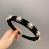 Bandeau Hiver Flocon de Neige Velours Noir Pointe Argentée Tête Cubique