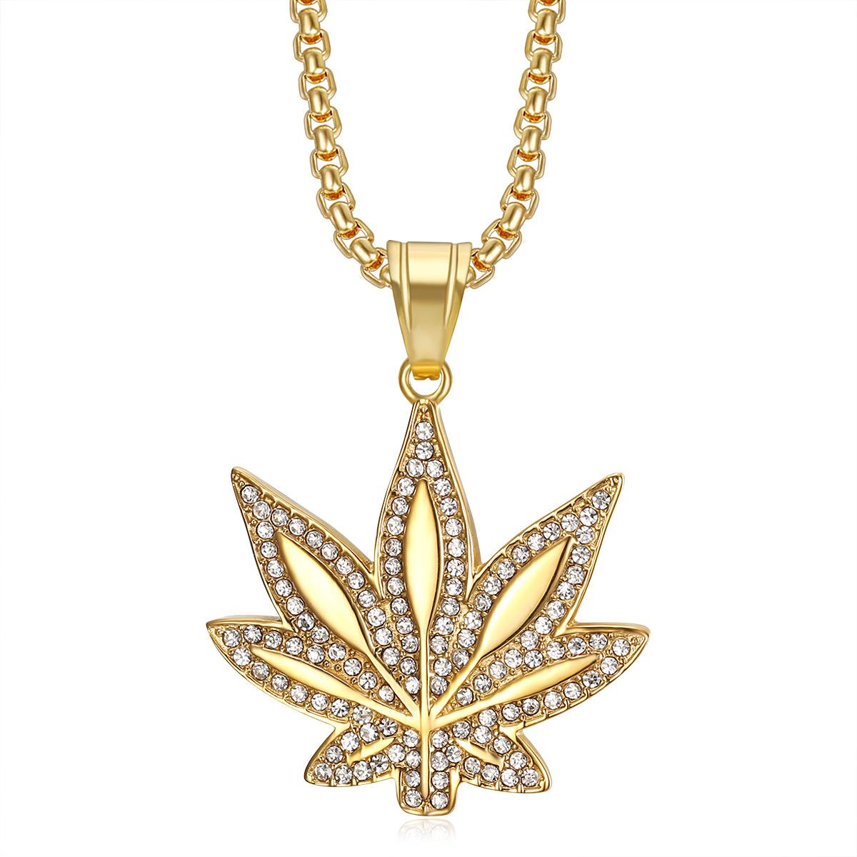 2026 Jewelry Fashion Trend Inlaid Zircon Leaf Pendant Necklace Men s Party Jewelry Accessories 60CM