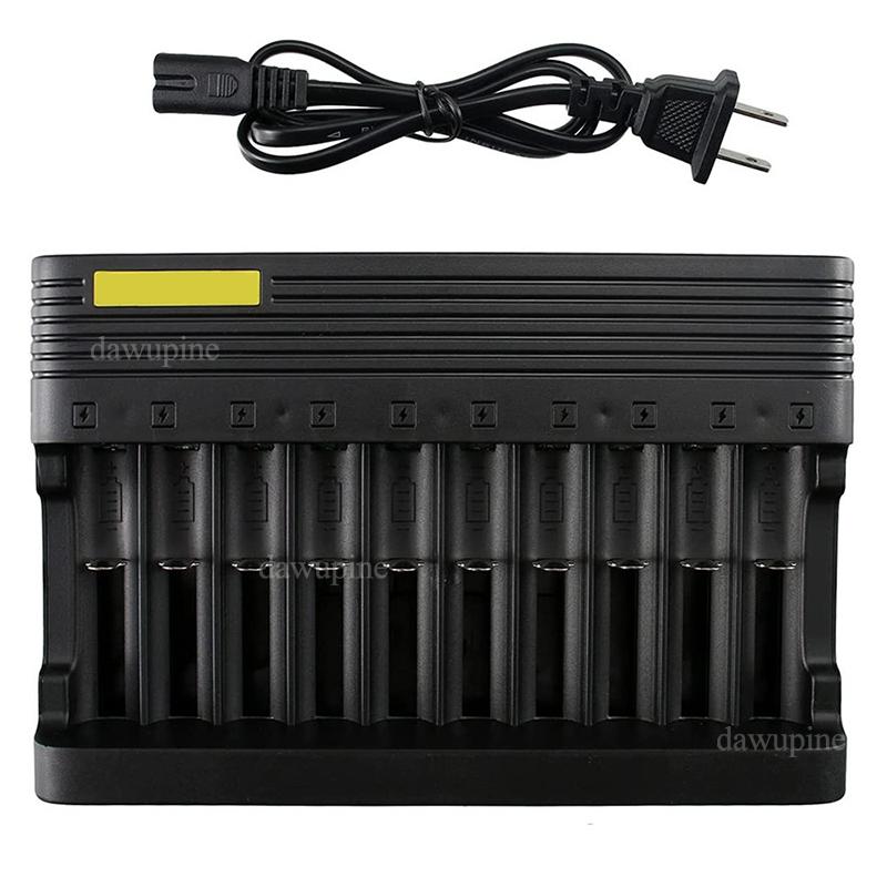 4.2V 6A 10 Slots 18650 Lithium Battery Charger for 14500 16340 16350 18500 26650 10400 18350 Rechargeable Batteries EU US PLug