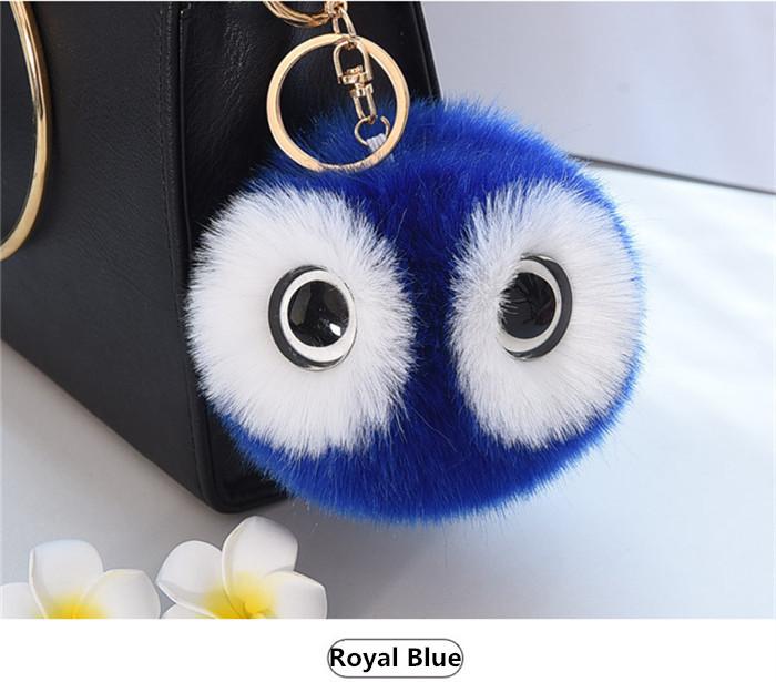 Fluffy Rabbit Fur Ball Pompom Owl Women Pompon Owl Female Toy Bag Car Trinket Jewelry Gift Bag Charm