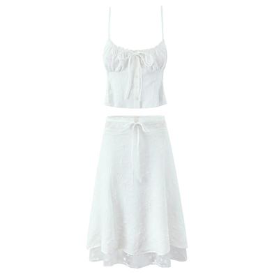 Sweet Style Mesh Embossed Camisole and Skirt Set