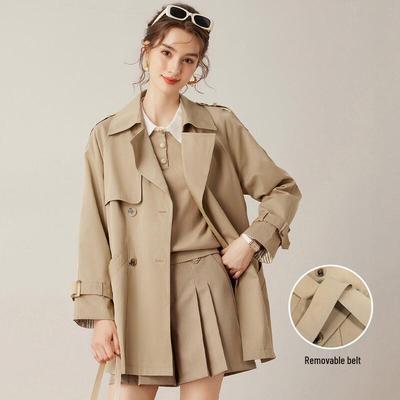 Bailuyu Women's Mid-Length Lapel Windbreaker