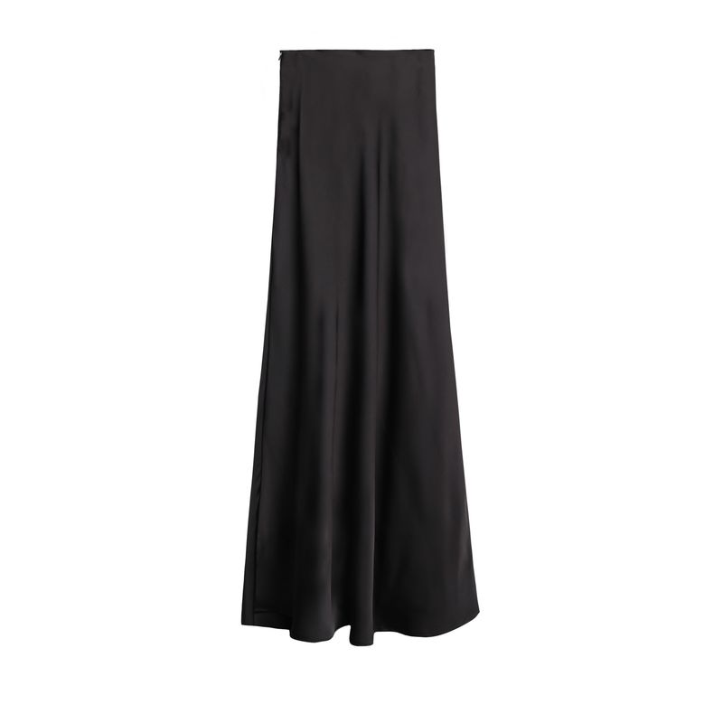 

Ryuguang Silky Drape Fishtail Skirt Satin Black XL