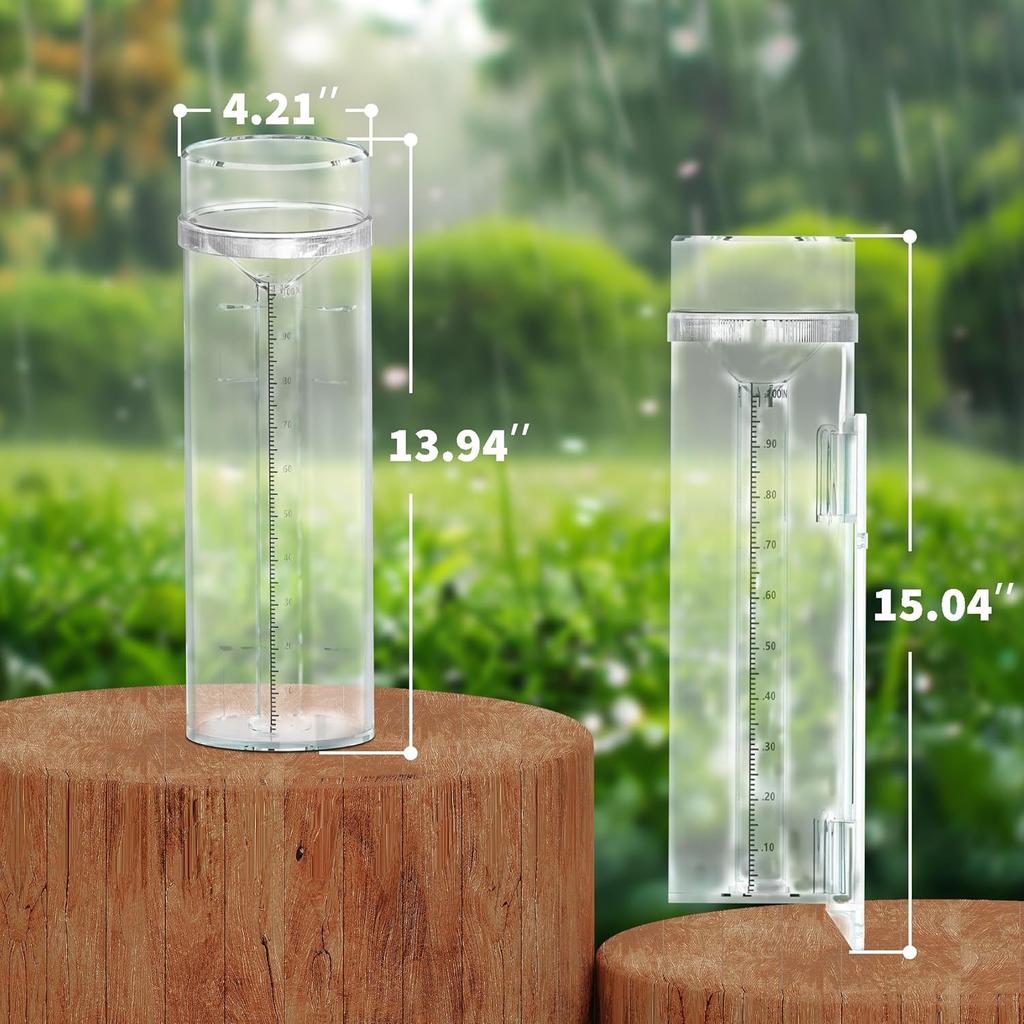 Outdoor Rain Gauge and Snow Professional Stratus Long Term, Made of UV and Heat Resistant Polycarbonate Material for All Weather Conditions with