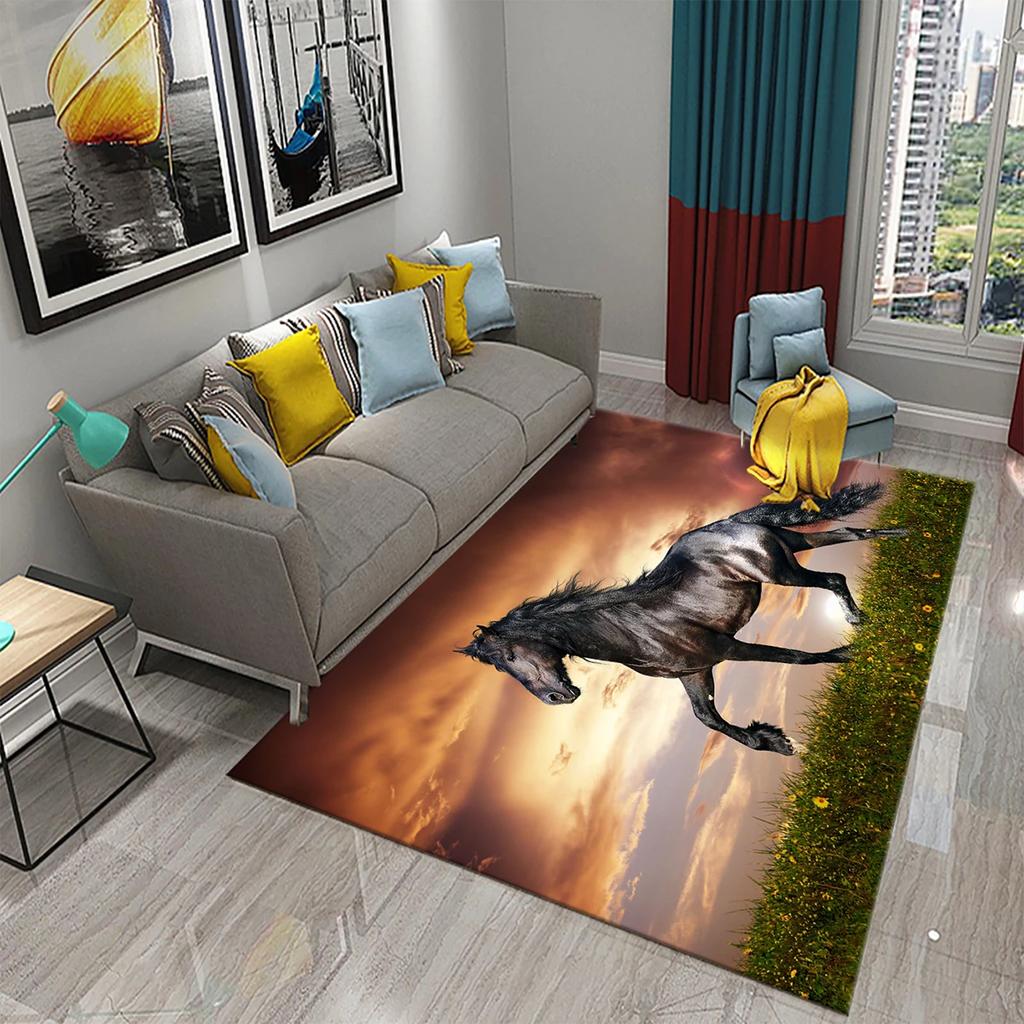 3D Horses Carpet Running Animal Carpet for Bathroom Entrance Door Mat Living Room Kitchen Non-Slip Carpet Bedroom Doormat Rugs