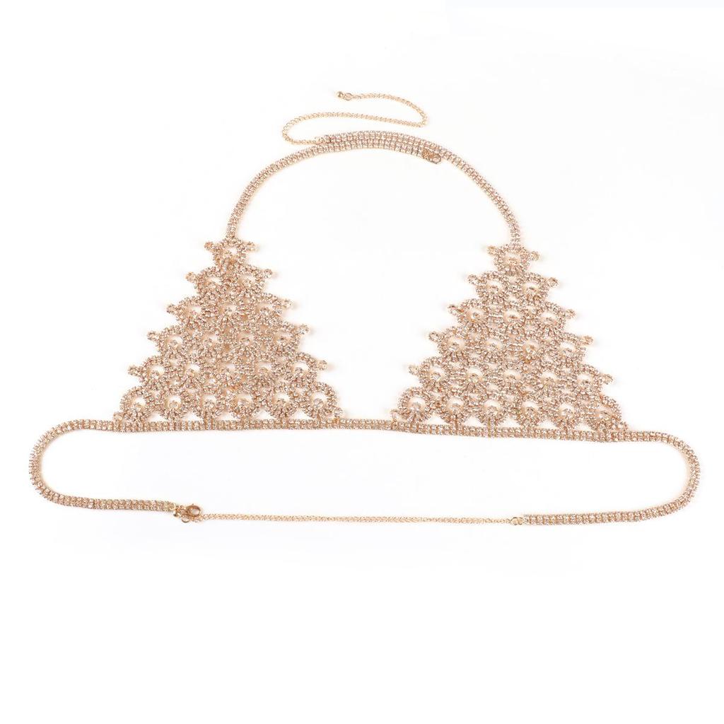 Přehnaný řetízek na bikiny a podprsenku s kamínky - Sexy evropská a americká klubová móda