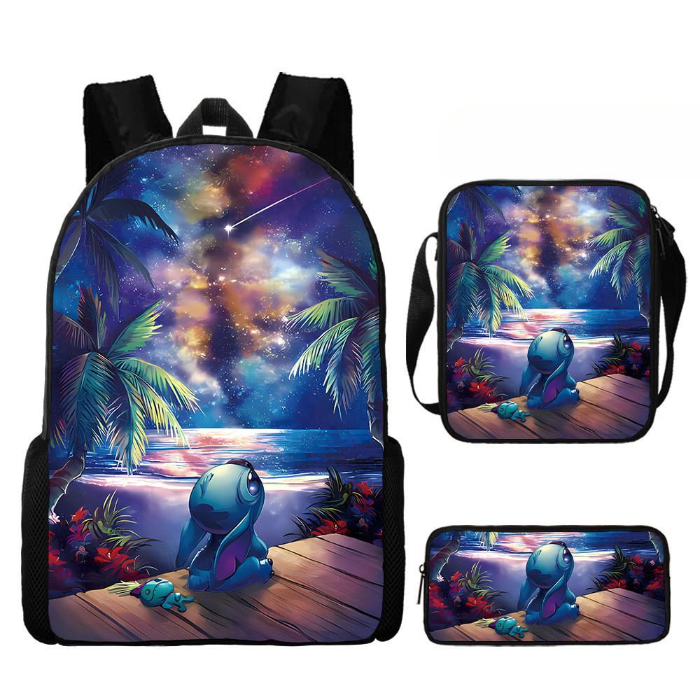 Stitch Backpack Cartoon Set With Lightweight Breathable For Students Elementary