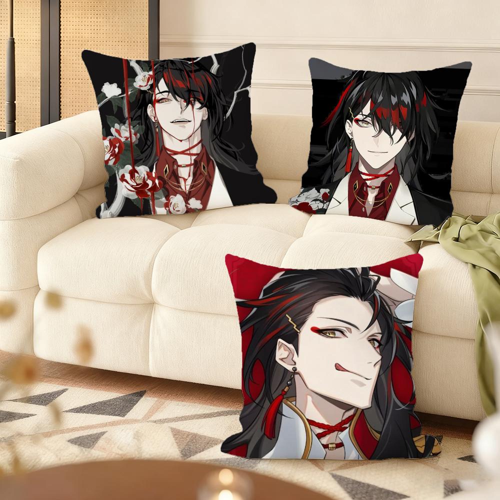 Vtuber V-Vox Akuma Cushion Cover Silky Short Plush Double-Sided Printed Pillow Case For Sofa All Seasons Home Decor Gift