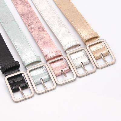 Ladies Belt, Shiny Pu Alloy Buckle Belt, Jeans Decorative Belt Student