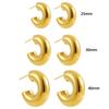 Klassische Glatte Runde Dicke Creolen für Damen Vergoldeter Edelstahl C-Form Dicke Kreisohrringe Modeschmuck