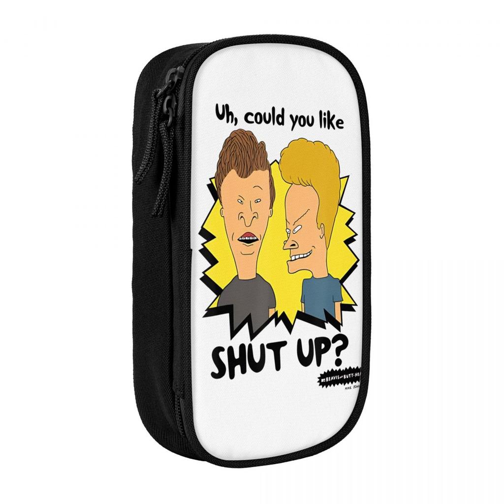 Fashion Funny Bickering Shut Up Beavis And Butthead Pencil Case Pencilcases Pen Holder Big Capacity Bag Zipper Stationery