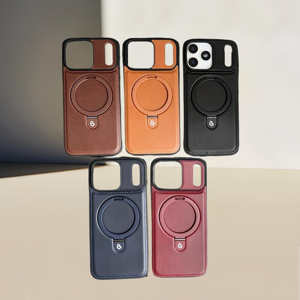 Suitable for iPhone 17 Phone Case Air Apple 17 Pro Max Magnetic Charging Leather Case Anti-drop Stand Business