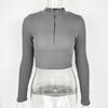 2025 Autumn Long-Sleeve Zipper Cropped Slimming Top