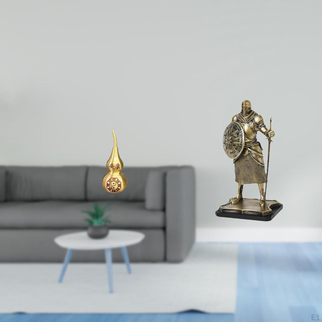 Brass Gourd Knight Statue Feng Shui Ornament European Creative Figurine Desktop Centerpiece for