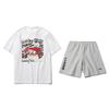 Fashion Cartoon Print Short Sleeve T-Shirt And Elastic Waist Mid-Length Shorts Casual Sports Set Unisex Sets AHSUA21-1+YKSV131-1