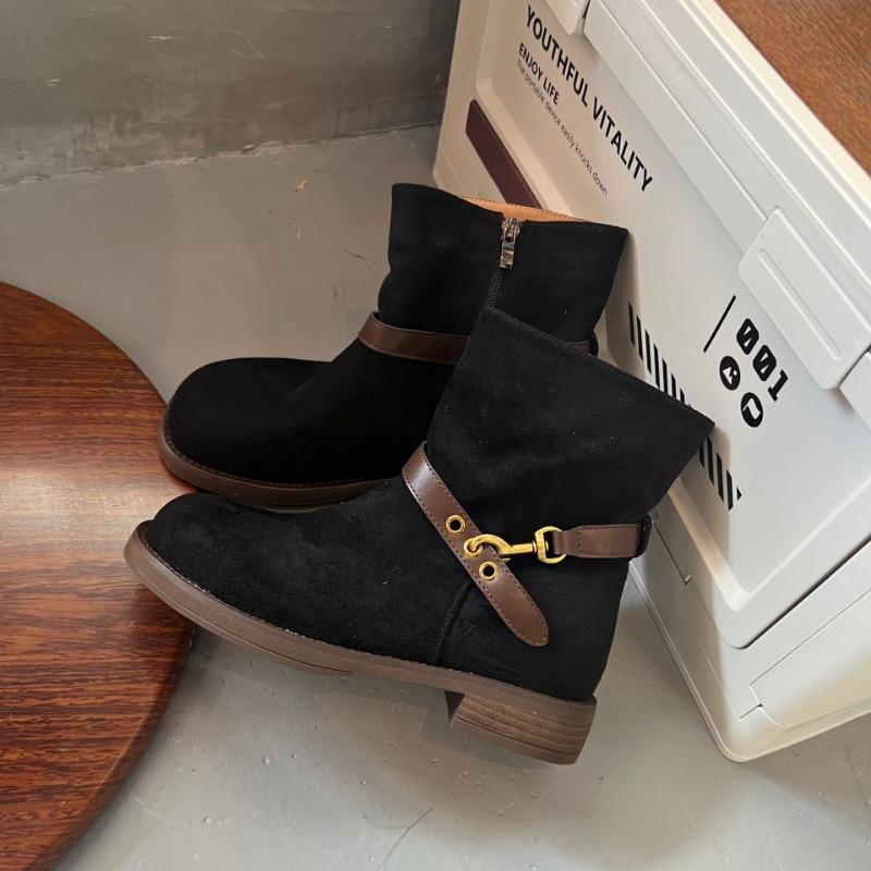 Vintage Maillard Western Cowboy Boots Autumn and Winter New Locomotive Short Boots Women's Casual Versatile Martin Boots Children