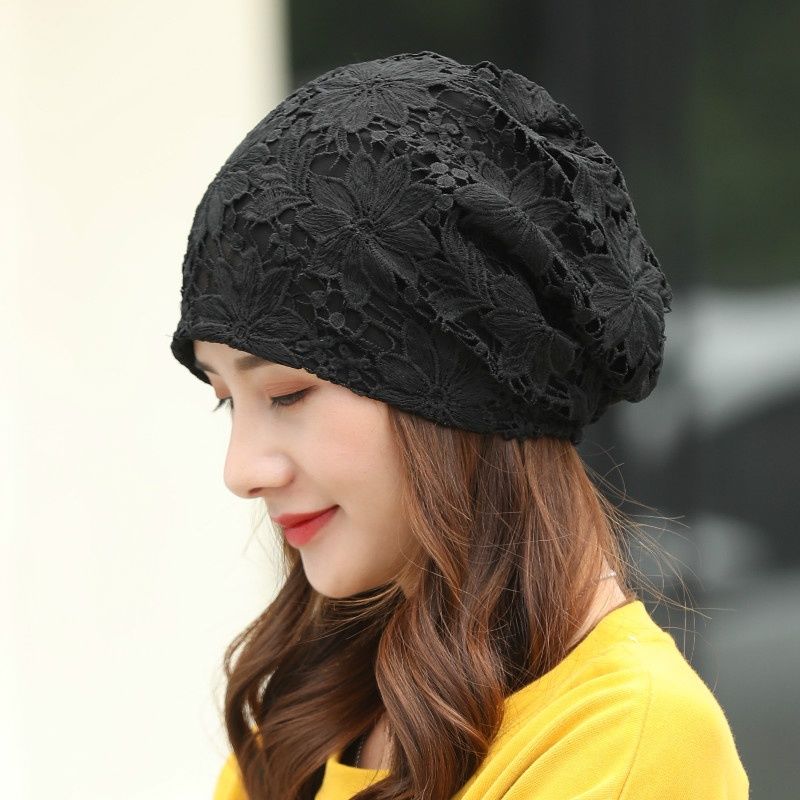 

Женская весенне-летняя универсальная повязка на голову в корейском стиле, шапка-тюрбан с цветком, тонкая дышащая шапка-бини, шапка для лысых one size
