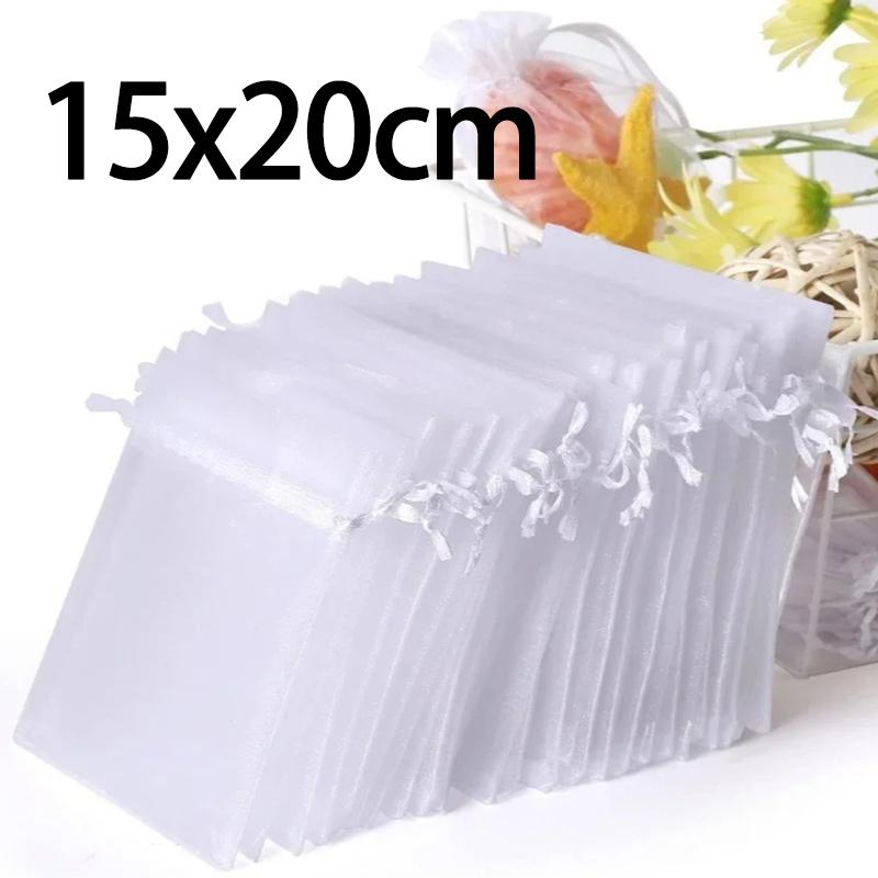100PCS Organza Bags Random Mesh Organza Jewelry Bags Drawstring, Small Drawstring Favor Pouches Christmas Candy Wedding Birthday
